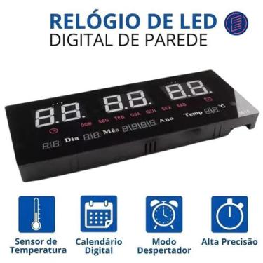 Imagem de Relógio Parede Led Digital Grande Calendário Temperatura - Luatek