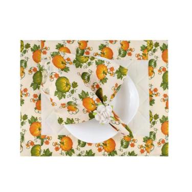 Imagem de Jogo Americano Dupla Face Com Guardanapo De Boca Abóbora - Recanto da 