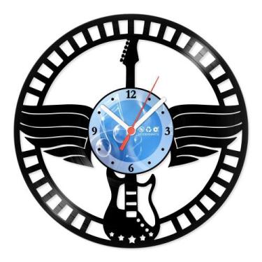 Imagem de Relógio De Parede Disco Vinil Música - Guitarra - VMU-088 - Modernarte