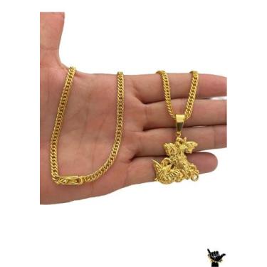 Imagem de Corrente Grumet 5mm + Pingente São Jorge -Banhado a Ouro 18k - ToJoia1