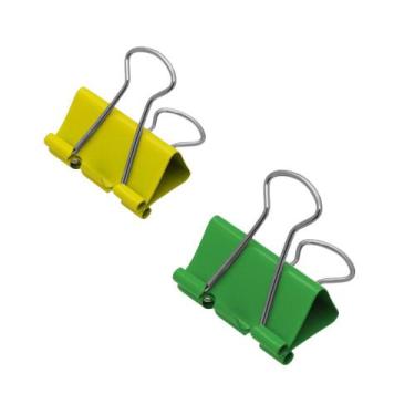 Imagem de Prendedor de Papel Clipes Binder 32mm Neon Brw, KIT (VERDE + AMARELO)