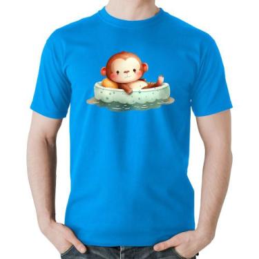 Imagem de Camiseta Algodão Ursinho Bebê Na Piscina  - Foca na Moda, Azul, G