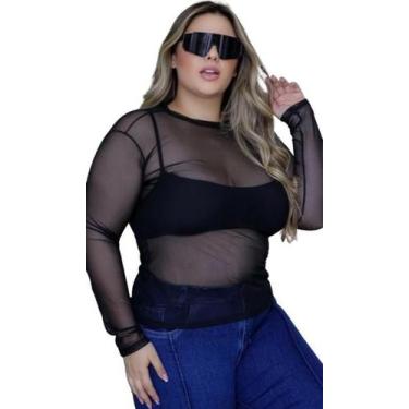 Imagem de Segunda Pele Transparente Plus Size Blusa Tule Manga Longa - LA SECRET