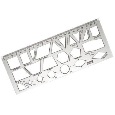 Imagem de Régua Formas Geométricas Cristal 21cm Waleu