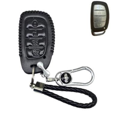 Imagem de Capa Couro chaveiro Chave Presencial 4 Botões Hyundai Hb20 Tucson Elan