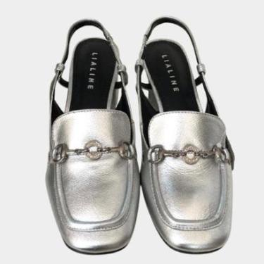 Imagem de Sandália Lia Line Salto Bloco Prata Feminina-Feminino