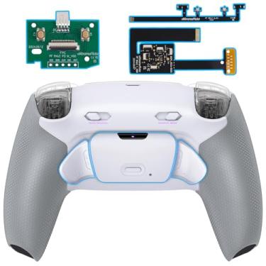 Imagem de eXtremeRate RISE Plus MAX Back Paddles Kit with Clicky Trigger Stops & Rubberized Grip for PS5 Controller BDM-010 020, Remappable Back Buttons Kit for PS5 Controller - White Gray - NO Controller