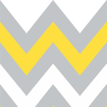 Imagem de Papel De Parede Chevron Branco, Cinza E Amarelo - 3,00x0,50m - DEKAL D