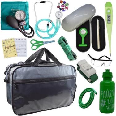 Imagem de Kit Bolsa Cores Aparelho de Pressao Esfigmomanometro Estetoscópio - P.