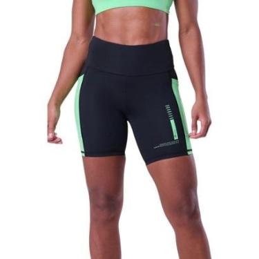 Imagem de Bermuda Authen Signature Samba 18cm - preto e verde-Feminino