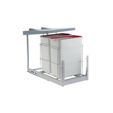 Imagem de Lixeira Deslizante Dupla 40 Litros de Embutir tampa Schmitt, Branco