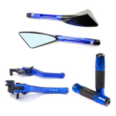 Imagem de Kit Retrovisor Manopla Manete Yamaha R1 R6 Xj6 Mt07 Mt09 Fz6 - NoBrand