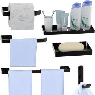 Imagem de Kit Acessórios Para Banheiro 6 Peças Preto Fosco SF.Plus - ShopForte