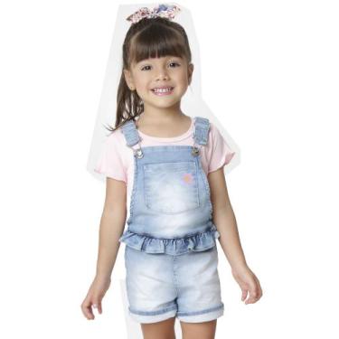 Imagem de Jardineira Infantil Look Jeans c/ Blusinha Jeans, G