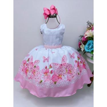 Imagem de Vestido infantil branco jardim das borboletas princesas - piu bela, 06