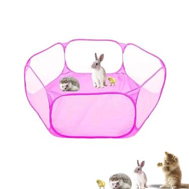 Imagem de Sheldamy Cercadinho para animais pequenos, barraca interativa aberta pop-up portátil para animais de estimação, cerca interna externa para coelhos, porquinho da índia, hamster, chinchilas, g