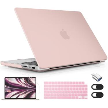Imagem de Lepeoac Compatível com MacBook Pro 16 polegadas 2023 2022 2021 versão M3 A2991 M2 A2780 M1 A2485 Pro Max, capa rígida de plástico com capa de teclado e protetor de tela, rosa giz fosco