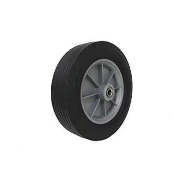 Imagem de Shepherd Hardware 9653 Roda de substituição para carrinho de mão de 30,5 cm, borracha maciça, banda de rodagem com nervuras de 6,5 cm, eixo centralizado de 0,9 cm, preto