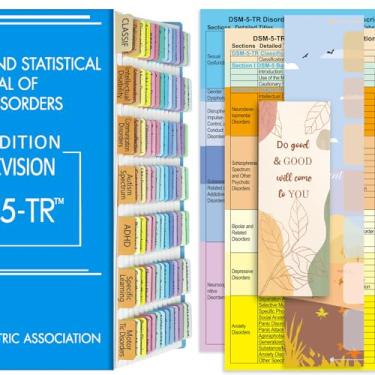 Imagem de Guias de índice DSM-5-TR, abas DSM-V TR codificadas e laminadas 2022, incluindo 94 e 6 em branco, com guia de alinhamento e marcador de página