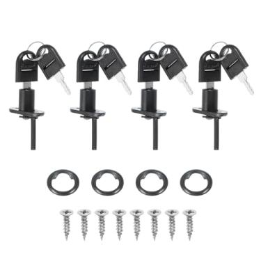 Imagem de PATIKIL 4 peças de fechadura de gaveta com chaves, 16 mm (5/20.3 cm) Fechadura de armário de arquivo com chave de aço diferente fechaduras de mesa cilíndricas para armário de escritório armário