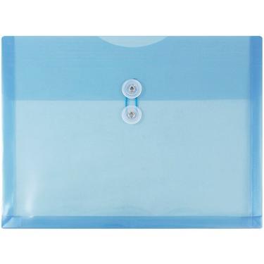 Imagem de JAM PAPER Envelopes de plástico com fecho de botão e cordão - livreto de letras - 24 x 33 - azul - pacote com 12