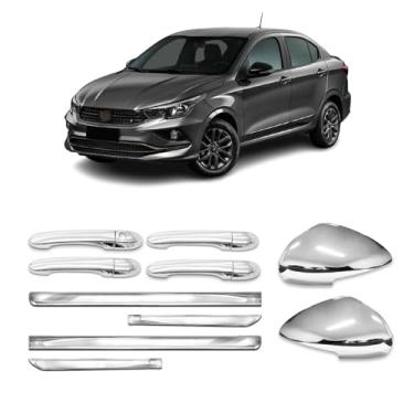 Imagem de Kit para Adaptável Para Cronos 2018 2019 2020 2021 2022 2023 Aplique Maçaneta 4 Portas Friso Lateral da Porta X-Treme.