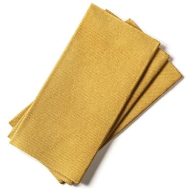 Imagem de Guardanapos de papel para jantar em casa americano, com linho ecológico, decorativo de 40 x 40 cm, ideal para festas ou recepção de casamento. Composto espesso absorvente Bio e reciclagem (ouro)