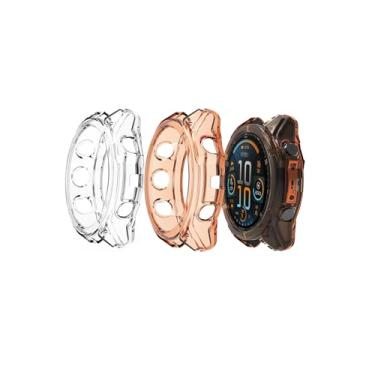 Imagem de Compatível com Garmin Fenix 8 Multisport Smartwatch série de 47 mm, capa amortecedora fina e leve de TPU macio flexível para smartwatch série 47 mm, (transparente + laranja claro)