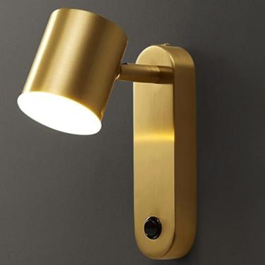 Imagem de Luminárias de parede nórdicas H65 de cobre total de 7 W, iluminação de três tons, fonte de luz LED, arandelas de parede, simplicidade, estudo, escadas, luz de parede para bar, cozinha, corre