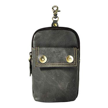 Imagem de Le'aokuu Bolsa masculina de couro real, moderna, pequena, casual, com gancho, pochete na cintura, bolsa de designer, O 009 cinza 2, 6.5"×1.9"×4.85"