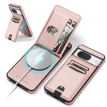 Imagem de SkyEagle Capa carteira compatível com Magsafe para Google Pixel 8A com suporte para cartão de suporte, bloqueio RFID, compartimentos para cartão de crédito, couro PU, homens e mulheres, capa de