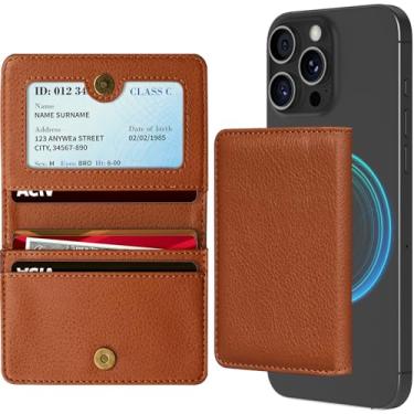 Imagem de LOHASIC Carteira magnética para celular compatível com MagSafe, serve para mais de 10 cartões com bloqueio de RFID, carteira de couro PU para iPhone 16/15/14/13/12 Pro Max Plus Series, Marrom,