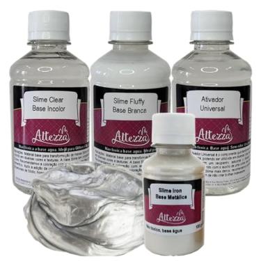 Imagem de Kit Premium Cola Slime Clear 250g + Cola Slime Fluffy 250g + Ativador Slime Universal 250ml Altezza - Kit Slime Art DIY Slime Factory (Kit + Base Iron 100g)