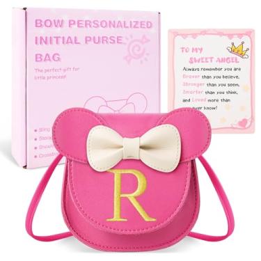 Imagem de izuzta Bolsa infantil para meninas 1 2 3 4 5 6 7 8 9 anos presente de aniversário linda mini bolsa de mouse bolsa transversal, Pequeno/Bolsa Rosa/Letra Glod, R, R