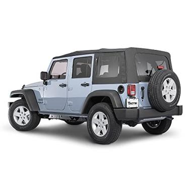 Imagem de TACTIK Parte superior macia de substituição, diamante preto - Serve para Jeep Wrangler JKU Unlimited 4 portas - Teto de tecido personalizado com janela lateral e traseira removíveis (JK Unlimited 4 portas 2010-2018)