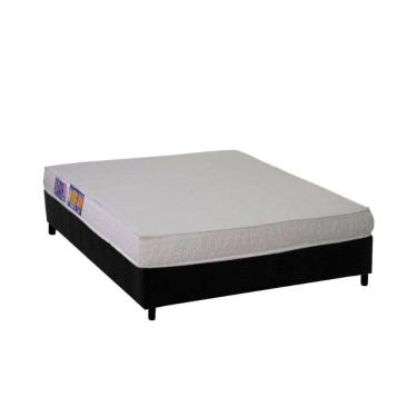 Imagem de Conjunto Box Viúva: Colchão Espuma Ortobom D23 Light Saúde + Base Crc Suede Black (128x188)