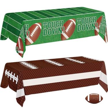 Imagem de Decorações de festa de futebol – pacote com 2 toalhas de mesa de plástico, capa de mesa descartável para esportes de futebol, artigos de festa de aniversário, lembrancinhas, acessórios de decoração de