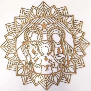 Imagem de Mandala Sagrada Família 60cm com Borda - Atelier da Madeira