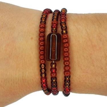 Imagem de Pulseira Guia de Proteção Orixá Xangô Marrom - Balaio de Santo, 19 cm