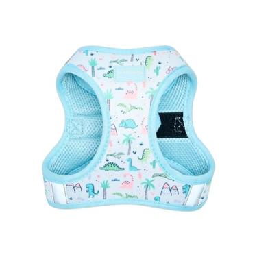 Imagem de The Wagging Tail Peitoral antipuxão para cães pequenos, médios e grandes, resistente, ajustável, respirável, macio, fofo, reflexivo, peitoral para cães, colete para cães (dinossauros, grande)