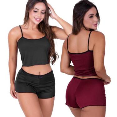 Imagem de Kit 2 Baby Doll Liso Feminino Casual Para Dormir Confortável Helanca C