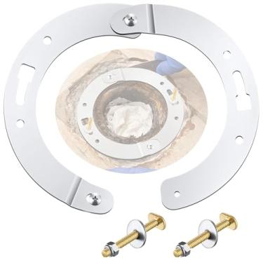 Imagem de Ceoighe Kit de reparo de flange de vaso sanitário de 2 peças, anel de reparo de flange de vaso sanitário com parafusos de armário de 6 mm x 6 cm, anel dividido de aço inoxidável para ferro fundido,