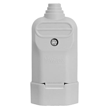 Imagem de Tomada Plug Fêmea Prensa Cabo 2 Pinos Finos 10A Cinza