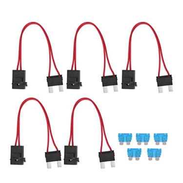 Imagem de Conector De Suporte De Fusível De Carro Mini 5 Unidades Com Extensão De Fio Resistente, 20a 16AWG Para Fusíveis De Veículos ATM E Acessórios De Teste De Circuito Automotivo(L)