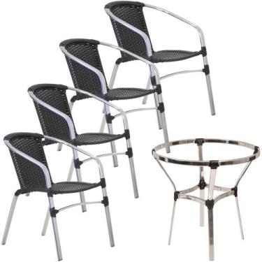 Imagem de Conjunto de 6 Cadeiras e Mesa Floripa em Alumínio Trama Original - Tra