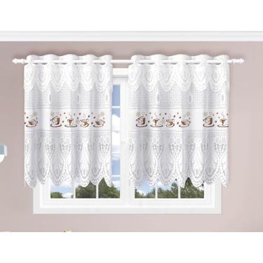 Imagem de Beija Flor, Cortina Pia c/Bando Vitro Real Renda Cozinha 1,60x0,80x0,20 Cor:Xicaras