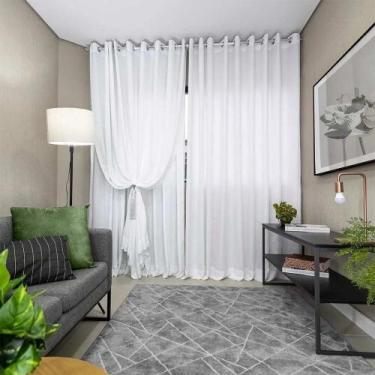 Imagem de Cortina Voil Gaze De Linho 2,60x2,30 Para Varão Com Ilhós Sala ou Quar