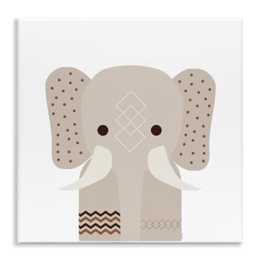 Imagem de Stupell Industries Design artístico de placa de parede de elefante em tom neutro por Daniela Santiago, 12 x 12