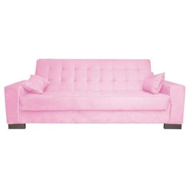 Imagem de Sofá Cama 2 Lugares para Sala de Estar Lisboa Suede Rosa Bebê - DROSSI