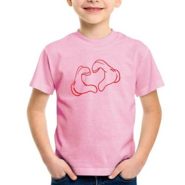 Imagem de Camiseta Infantil Love Hand - Foca na Moda, Rosa bebê, 8